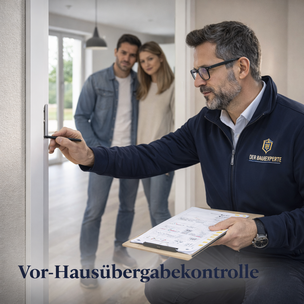Vor-Hausübergabekontrolle mit Bauherrenpaar